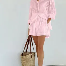 all about you Striped Shirt & Shorts Co-Ord Set-image-56