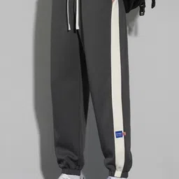 KPOP Men Original Regular Fit Mid-Rise Side Stripes Cotton Trouser-image-66