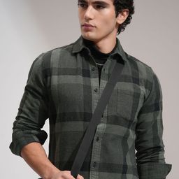 HIGHLANDER Men Spread Collar Buffalo Checked Cotton Casual Shirt-picture-46