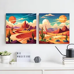 RANDOM Blue & White 2 Piece Canvas Wall Paintings-image-75