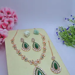 VATSALYA creation Rose Gold-Plated Artificial Stone Studded Jewellery Set-image-40