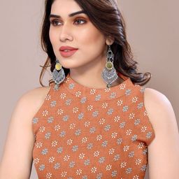 KALINI Ethnic Motifs Poly Chiffon Block Print Saree image 2