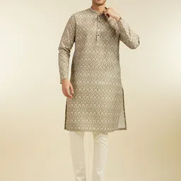 Diwas by Manyavar Men Printed Gotta Patti Kurta-image-64