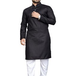 Leipzig Fashion Men Black Kurtas-image-50