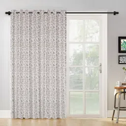 HOSTA HOMES Brown & White Set of 2 Geometric Door Curtain-image-67