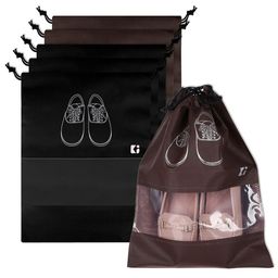 Kuber Industries Coffee Brown & Black 6 Pieces Shoe Cover Bags-image-48