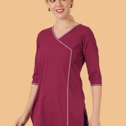 Brownverse Thread Work V-Neck Straight Kurta-picture-58