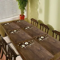 Aura 6-Pcs Brown & White Printed Heat Resistant Table Placemats-6