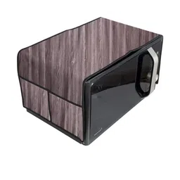 Waterproof & Dustproof PVC Microwave Oven Top Cover with 4 Utility Pockets Wood-image-79