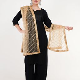Karthav Fashion Leheriya Embroidered Sequinned Net Dupatta-2