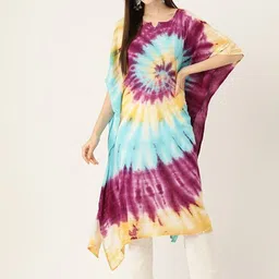 CORSICA Women Tie and Dye Dyed Crepe Kaftan Midi Dress-image-102
