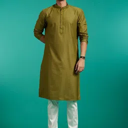 Diwas by Manyavar Men Mandarin Collar Thread Work Straight Kurta-image-51