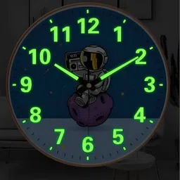 M T BROTHERS Blue Printed Contemporary Radium Wall Clock-image-64