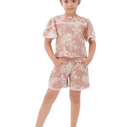 Tiny Girl Girls Floral Printed Round Neck Top With Shorts-image-30