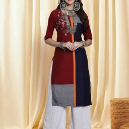 Ethnic basket Women Maroon Kurtas-picture-2