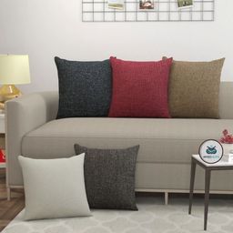 WISE HOME Multicoloured Set of 5 Rectangle Cushion Covers-image-55