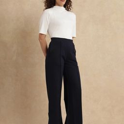 RAREISM Women Tailored Slim Fit High-Rise Pleated Trousers-image-65