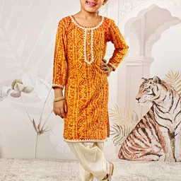 VASTRAMAY Girls Bandhani Printed Regular Kurta with Patiala-picture-17