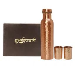 INTERNATIONAL GIFT Copper Water Bottle with 2-pcs Glass & Happy Diwali Tag-image-3