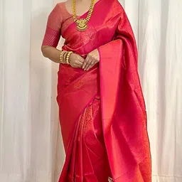 VASTRAHUT Woven Design Zari Silk Blend Handloom Banarasi Saree-picture-42
