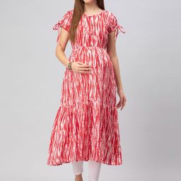 CEE-18 Abstract Printed  A-Line Maternity Feeding Ethnic Dress-32