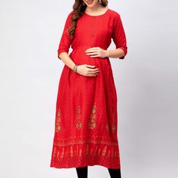 CEE-18 Ethnic Motifs Printed A-Line Midi-Length Maternity Ethnic Dress-39