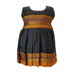 BAESD Girls Checked Round Neck Sleeveless Pleated Cotton A-Line Ethnic Dress-image-33