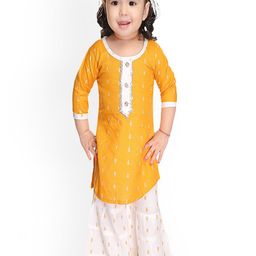 BAESD Girls Ethnic Motifs Printed Gotta Patti Kurta With Sharara-image-100
