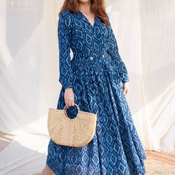 THE INDIAN ETHNIC CO Ethnic Motifs Printed V-Neck Cotton Wrap Maxi Dress-image-45