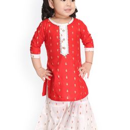 BAESD Girls Ethnic Motifs Printed Gotta Patti Kurta With Sharara-image-34