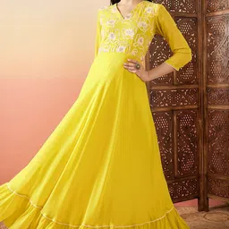 Sangria Sequence Embroidered Flared Maxi Ethnic Dresses image 5
