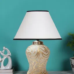Devansh White Glass Traditional Frusturical Shaped Table Lamp-58