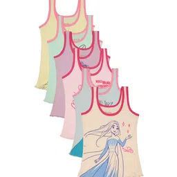 Bodycare Kids Girls Pack Of 6 Mickey Mouse Printed Cotton Basic Innerwear Vests-image-9