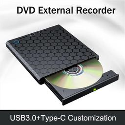 CARE CASE Hexagon Pattern Multifunctional External CD/DVD Writer, USB 3.0 Type C External CD DVD RW Drive, 8MB DVD Writer, Portable DVD Disc Super Drive for Laptop/Computer etc. (Black) image 5
