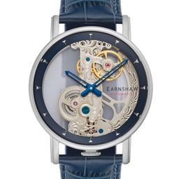 EARNSHAW Men Blue Skeleton Dial & Blue Leather Straps Analogue Automatic Watch ES-8225-02-0