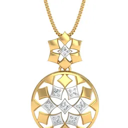 KUBERBOX Quadratic 18KT Gold Diamond-Studded Pendant - 2.13gm-image-2