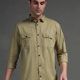 SUI DHAGA Men India Slim Fit Spread Collar Solid Cotton Casual Shirt-image-39