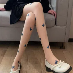 VAGHBHATT Butterfly-Printed Stretchable Sheer Stockings-image-22