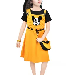 NAIVETY Girls Mickey Mouse Embroidered Shoulder Straps A-Line Dress With T-shirt-44