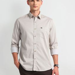 Arrow Men Modern Spread Collar Geometric Printed Cotton Slim Fit Casual Shirt-image-33
