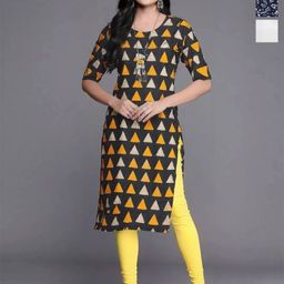 Anouk Rustic Women Pack of 3 Geometric Printed Round Neck Straight Kurta-image-102