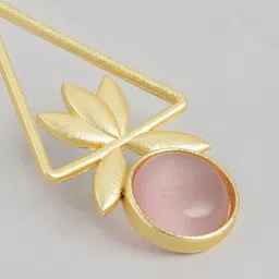 Anouk Gold-Plated Artificial Stones Studded Geometric Shaped Drop Earrings image 3