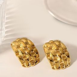 KRENOZ Gold Plated Texture Geometric Shaped Studs-image-18
