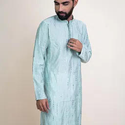 KUNDALI KAKSHAY Men Ethnic Motifs Embroidered Regular Thread Work Kurta with Pyjamas-picture-0