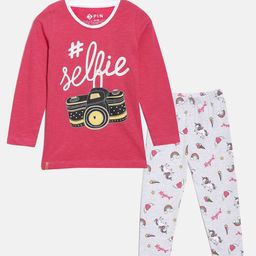 3PIN Girls Printed Pure Cotton Tshirt & Leggings Clothing Set-image-79