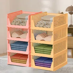 Aura Pink & Cream Colored 8 Pieces Storage Wardrobe Organisers-image-4