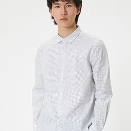 Koton Men Spread Collar Micro Disty Printed Cotton Slim Fit Casual Shirt-image-29