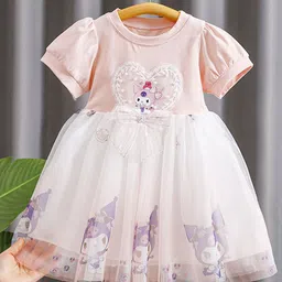 YK Girls Solid Bow Fit & Flare Dress-image-56