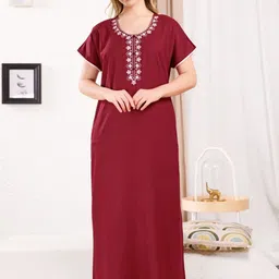 TRUNDZ Women Embroidered Maxi Nightdress-picture-25