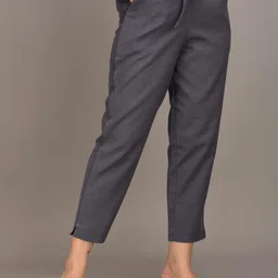 VYMO Women Slim Fit Easy Wash Mid-Rise Formal Trousers-picture-37
